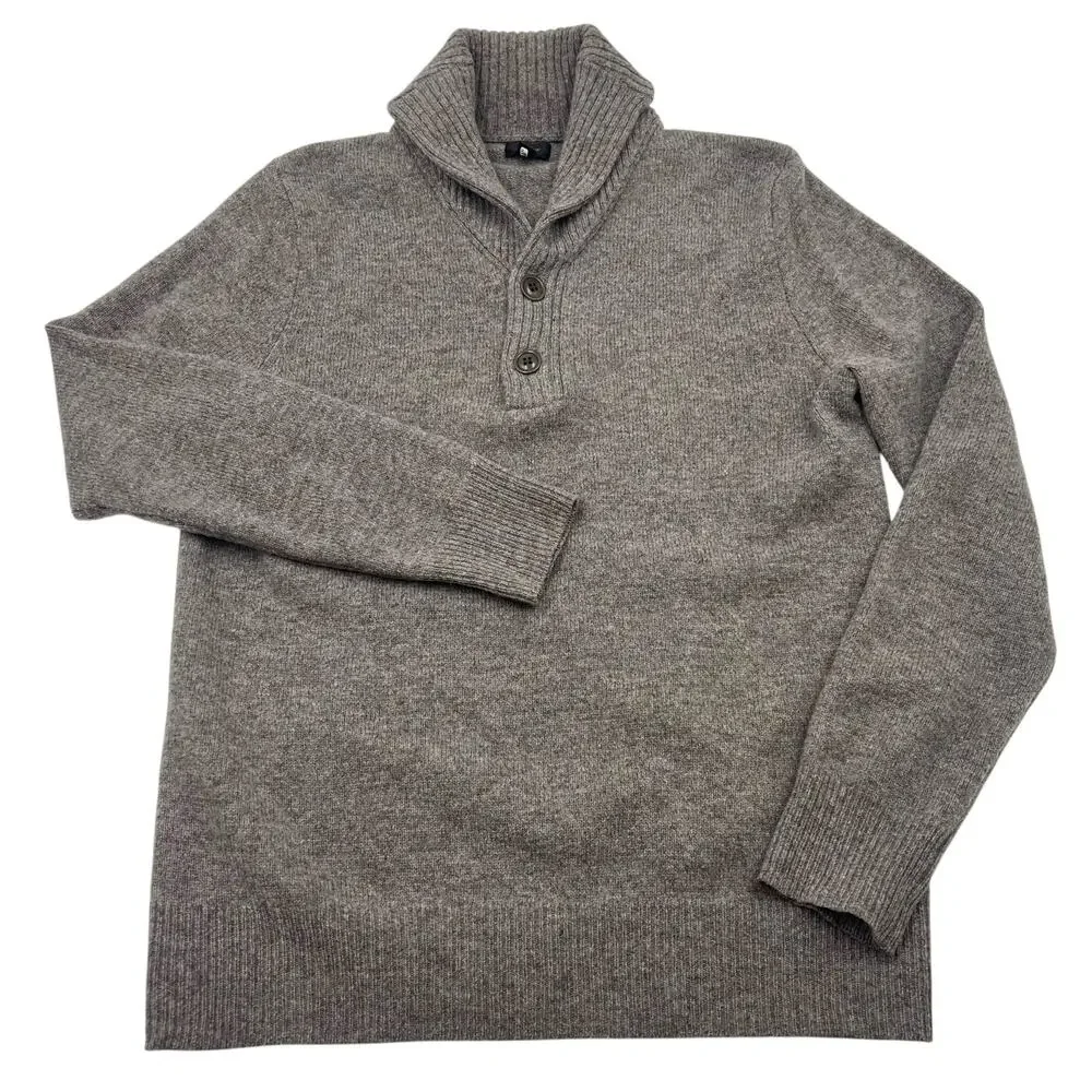 Preppy J. Crew Coastal Taupe Lambswool Shawl Collar Pullover Sweater Sz S